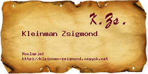 Kleinman Zsigmond névjegykártya